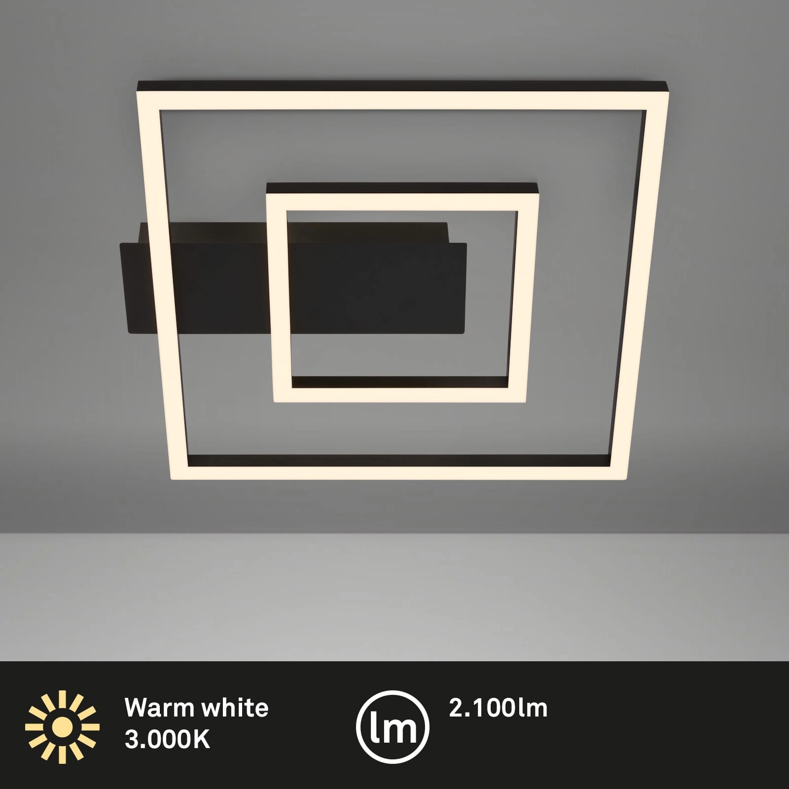 LED Deckenleuchte, 32 cm, 22W, 100lm, schwarz