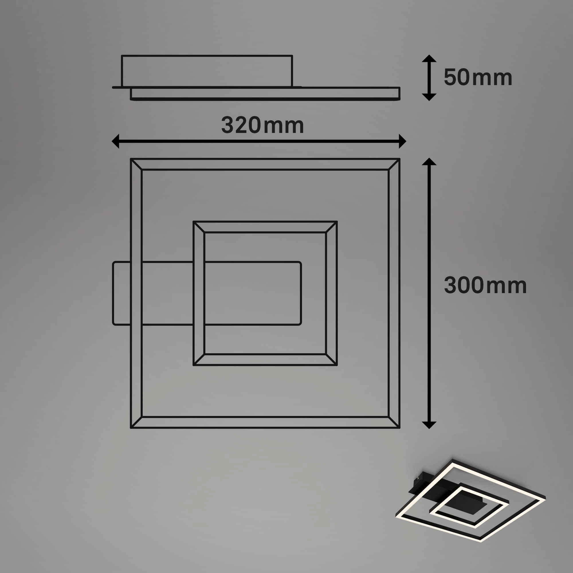LED Deckenleuchte, 32 cm, 22W, 100lm, schwarz