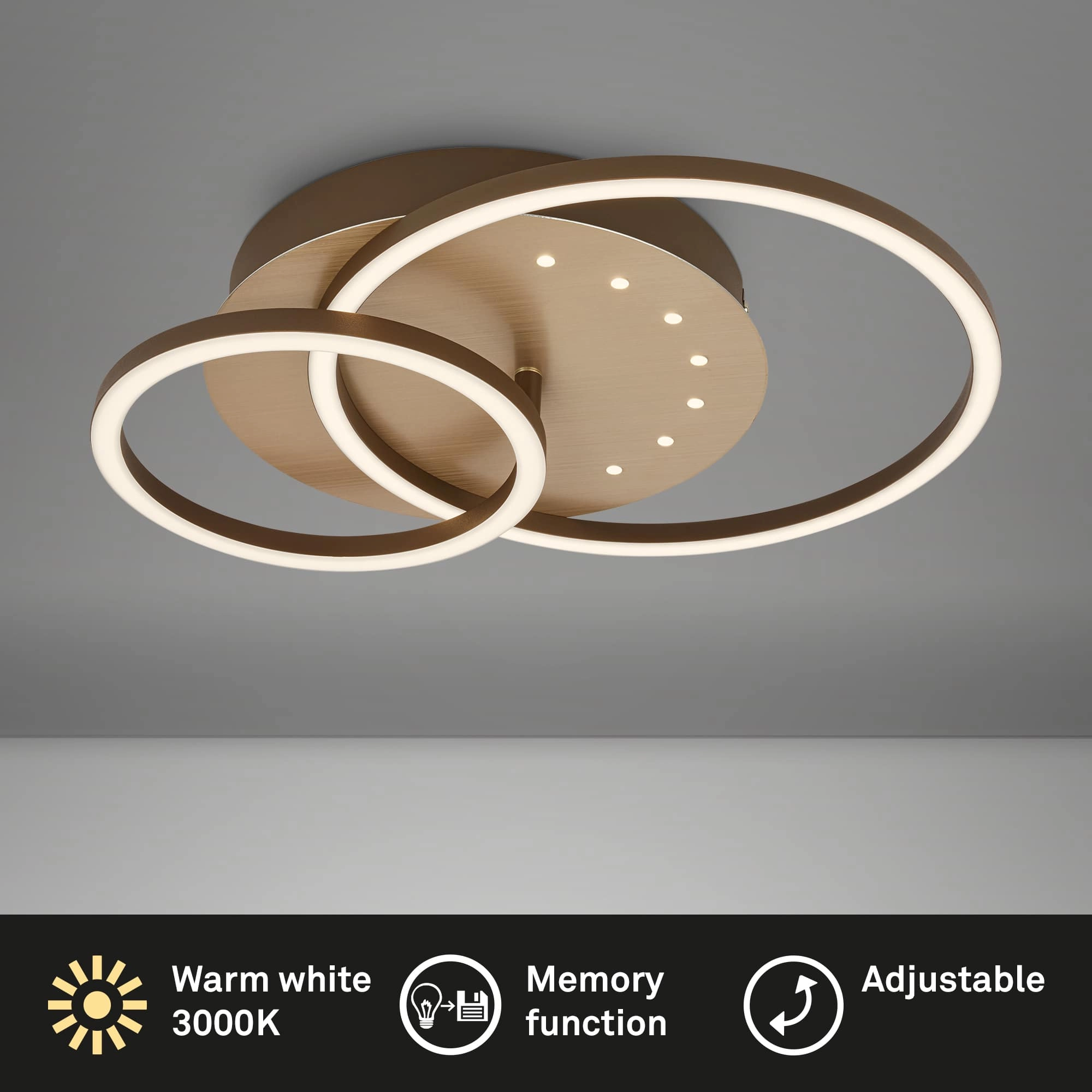 LED Deckenleuchte, 40 cm, Memory, 26W, 2550lm, braun