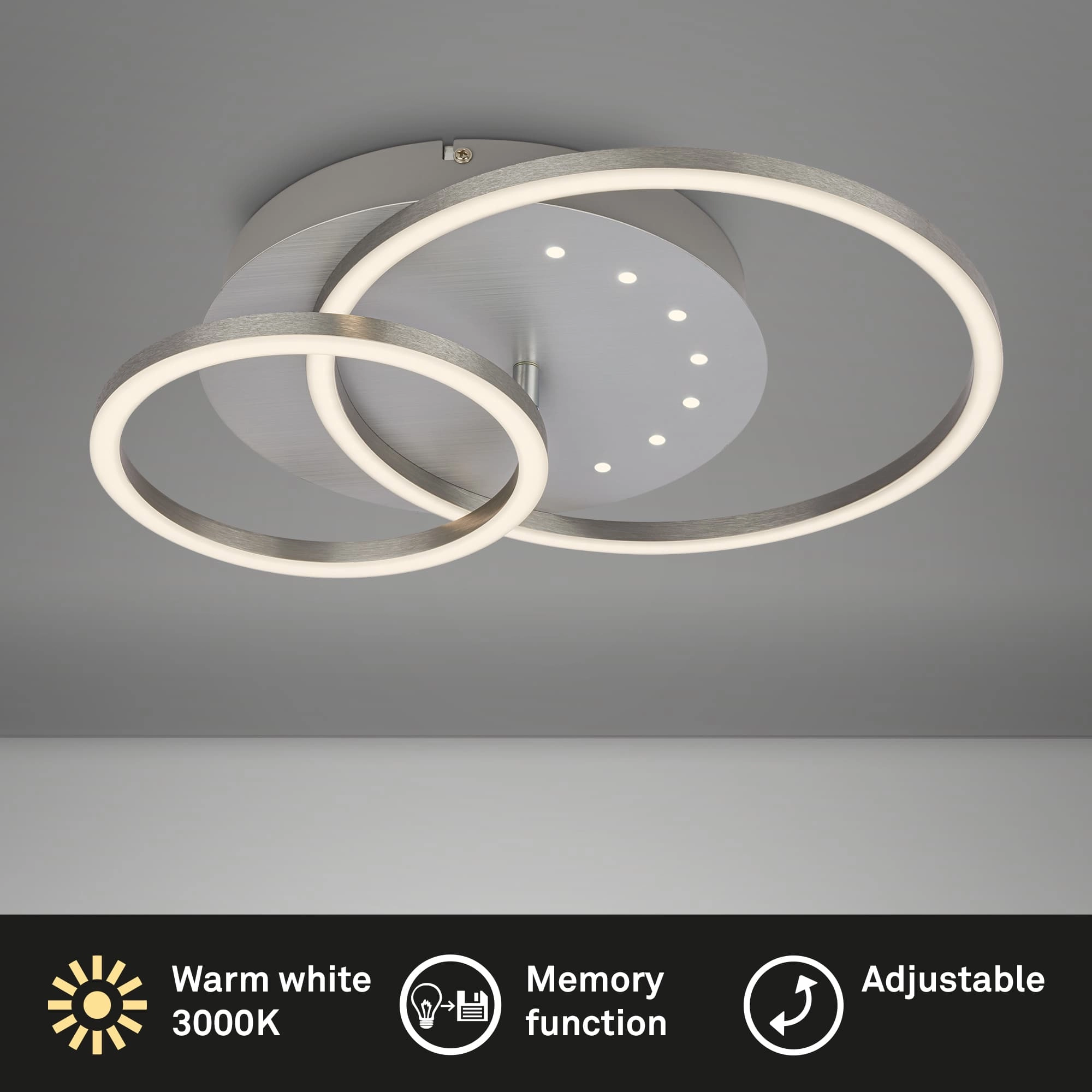 LED Deckenleuchte, 40 cm, Memory, 26W, 2550lm, aluminium