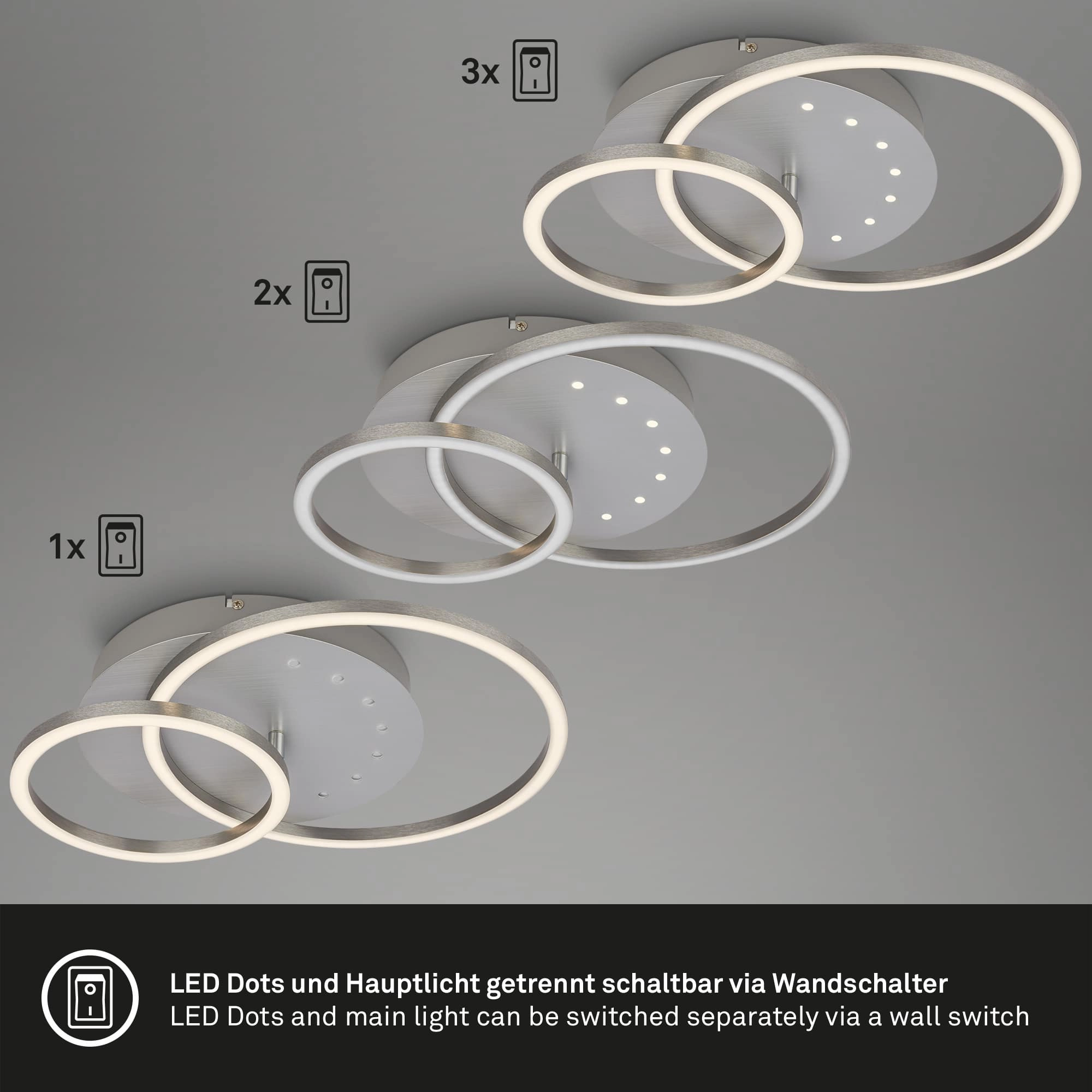 LED Deckenleuchte, 40 cm, Memory, 26W, 2550lm, aluminium