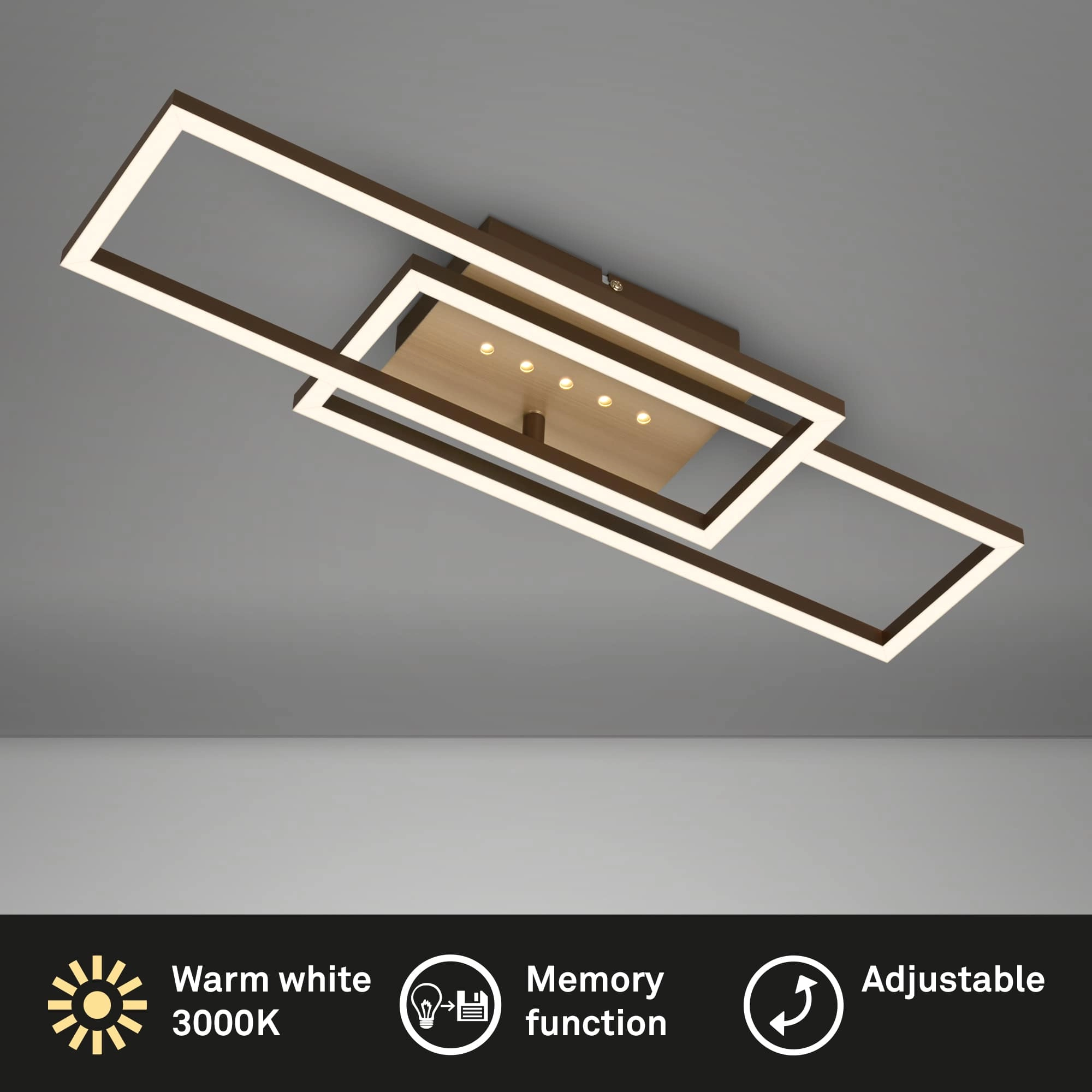 LED Deckenleuchte, 56 cm, Memory, 30W, 2850lm, braun-gold