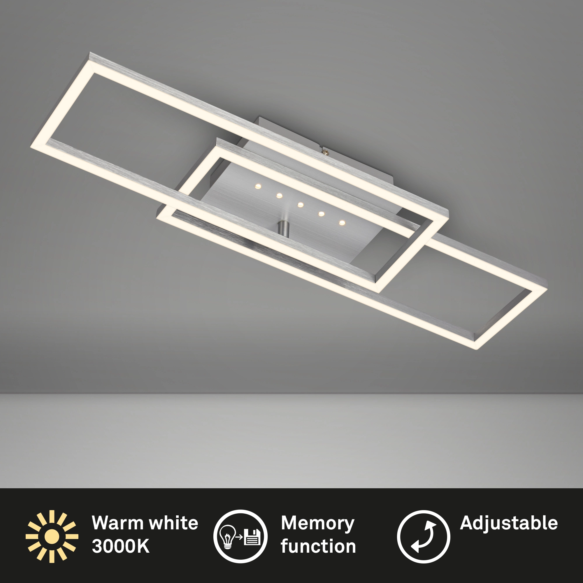 LED Deckenleuchte, 56 cm, Memory, 30W, 2850lm, Aluminium