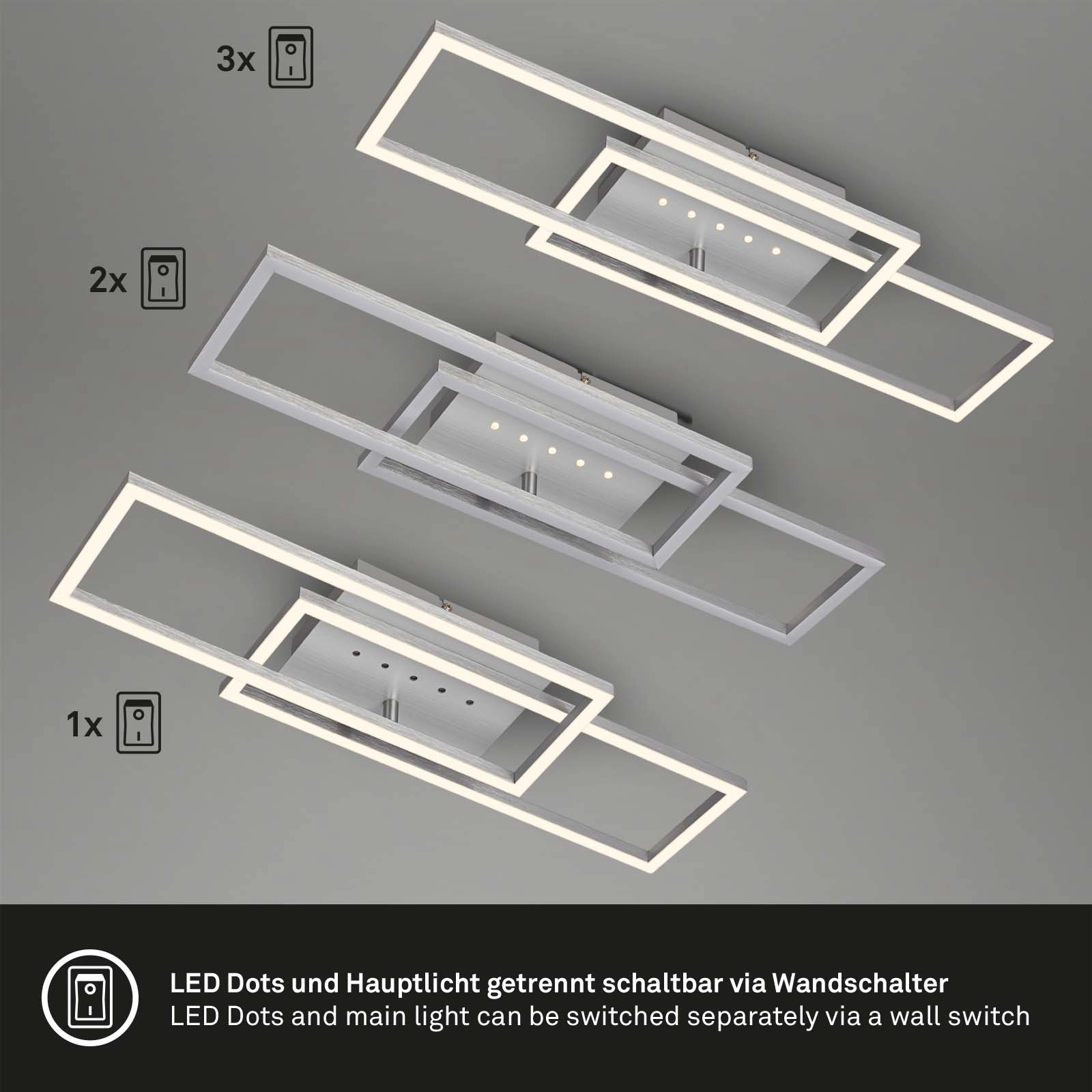 LED Deckenleuchte, 56 cm, Memory, 30W, 2850lm, Aluminium