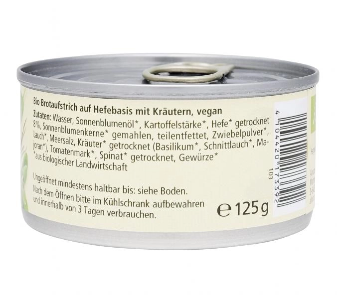 Alnatura Vegane Pastete auf Hefebasis Kräuter