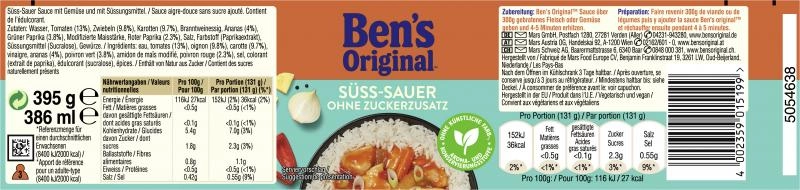 Ben's Original Süß-Sauer ohne Zuckerzusatz