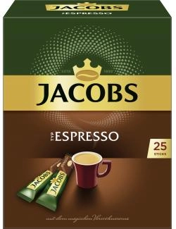 Jacobs löslicher Kaffee Typ Espresso, 25 Instant Kaffee Sticks