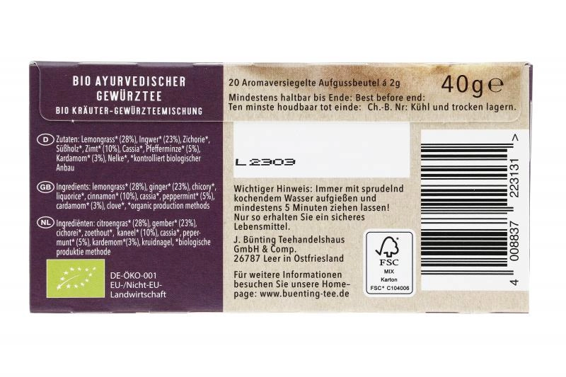 Bünting Tee Bio Ayurvedischer Gewürztee