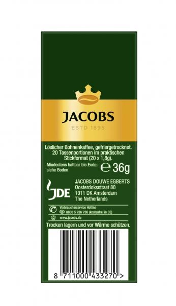 Jacobs löslicher Kaffee Krönung, 20 Instant Kaffee Sticks