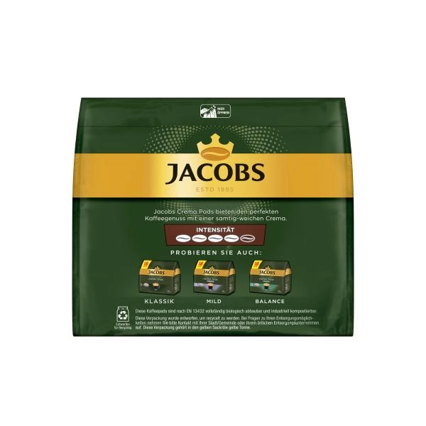 Jacobs Kaffeepads Crema Kräftig, 18 Senseo kompatible Pads