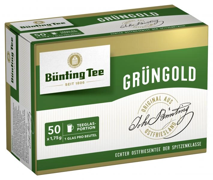 Bünting Tee Grüngold Tassenbeutel