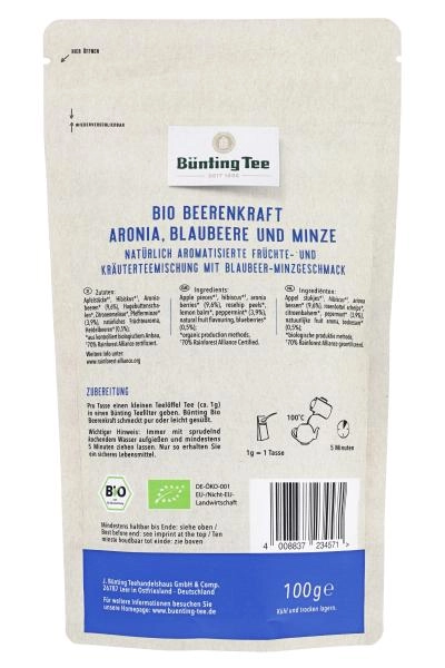 Bünting Tee Bio Beerenkraft Ariona, Blaubeere und Minze