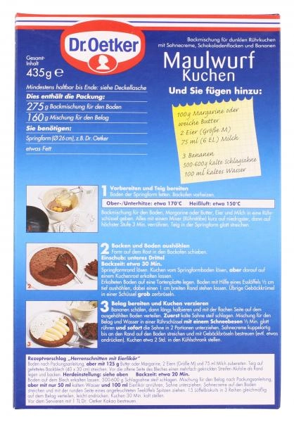 Dr. Oetker Maulwurf Kuchen