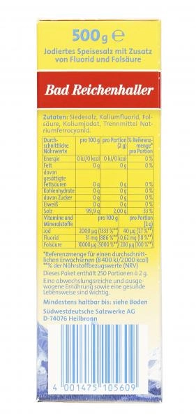 Bad Reichenhaller Alpen Jodsalz mit Fluorid + Folsäure