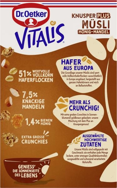 Dr. Oetker Vitalis Knuspermüsli Plus Honig-Mandel