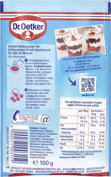 Dr. Oetker Götterspeise Instant Kirsch Geschmack