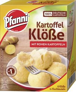 Pfanni Kartoffel Klöße mit rohen Kartoffeln im Kochbeutel