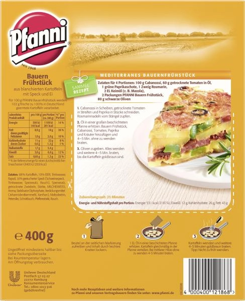 Pfanni Bauernfrühstück Bratkartoffeln mit Speck & Ei