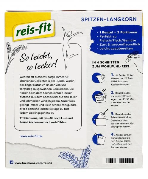 Reis-fit Spitzen-Langkorn-Reis Kochbeutel