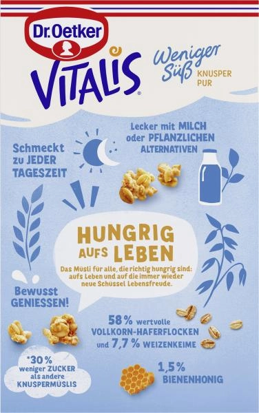 Dr. Oetker Vitalis Weniger süß Knusper Pur Müsli