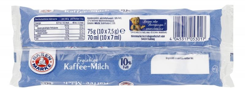 Bärenmarke Ergiebige Kaffee-Milch 10% Fett Portionspackungen