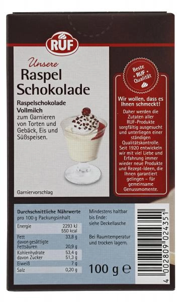 Ruf Raspel Schokolade Vollmilch