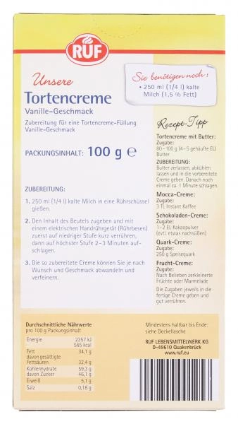 Ruf Torten Creme Vanille Geschmack