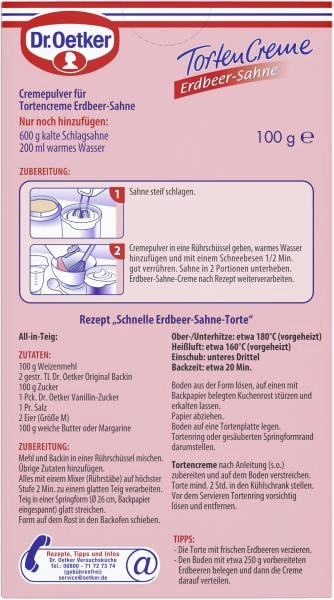 Dr. Oetker Torten Creme Erdbeer-Sahne