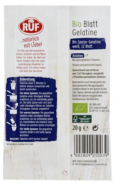 Ruf Bio Blatt Gelatine weiß