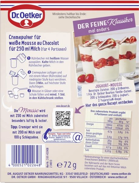 Dr. Oetker Mousse au Chocolat blanc