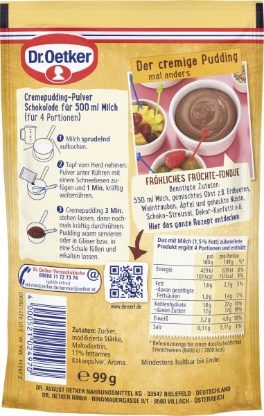 Dr. Oetker Seelenwärmer Familien Cremepudding Schokolade