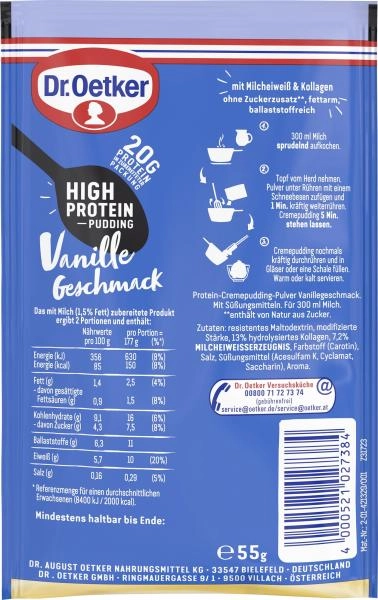 Dr. Oetker High Protein Pudding Vanille Geschmack