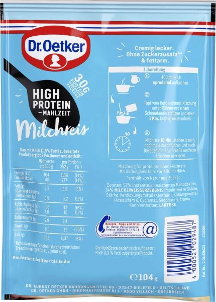 Dr. Oetker High Protein Mahlzeit Milchreis