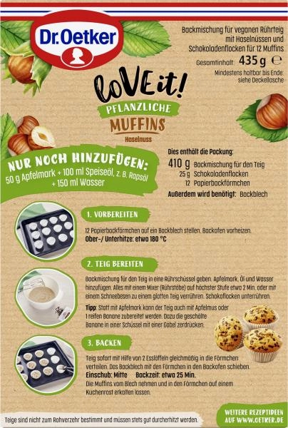 Dr. Oetker LoVE it! Pflanzliche Muffins Haselnuss