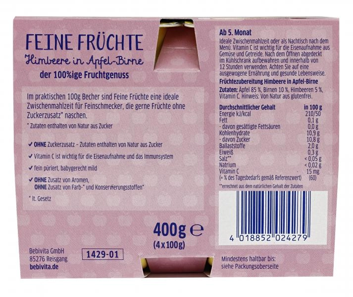 Bebivita Feine Früchte Himbeere in Apfel-Birne