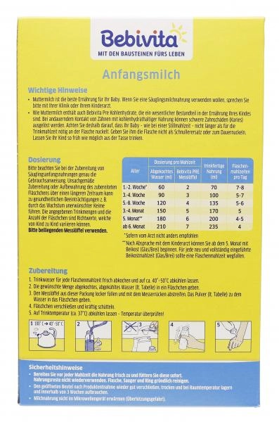 Bebivita Anfangsmilch Pre von Geburt an