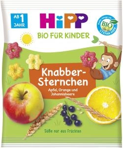 Hipp Bio Knabber-Sternchen Apfel, Orange und Johannisbeere