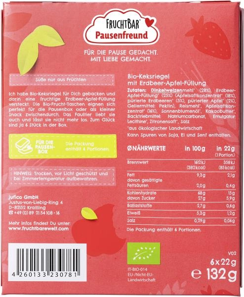 FruchtBar Bio-Frucht-Tasche Dinkel-Erdbeere-Apfel