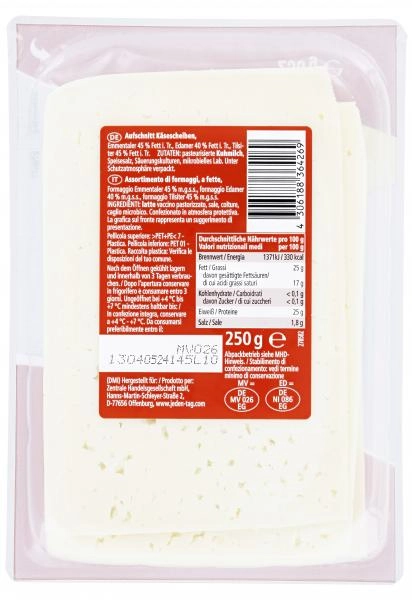Jeden Tag Käse-Aufschnitt