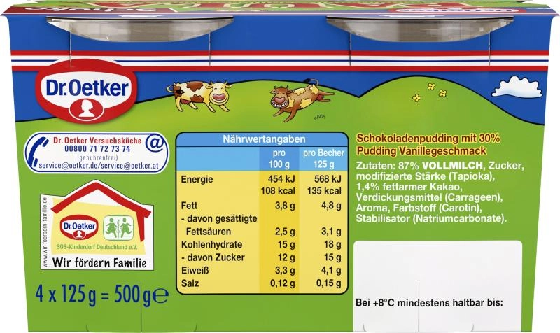 Dr. Oetker Paula Schoko-Pudding mit Vanillegeschmack-Flecken