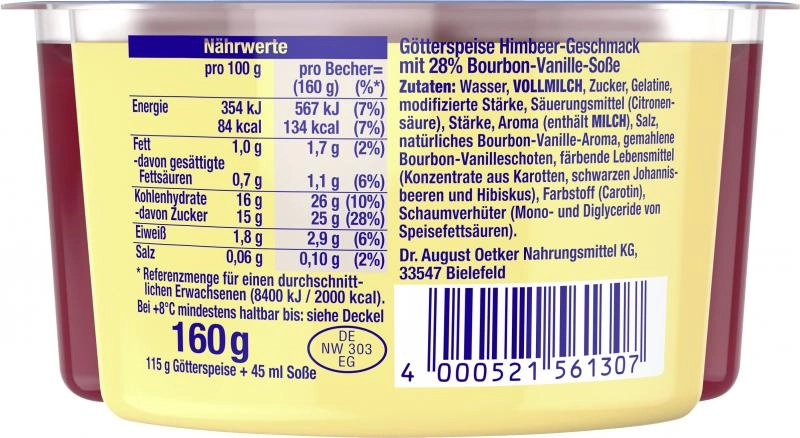 Dr. Oetker Götterspeise Himbeer & Vanillesauce