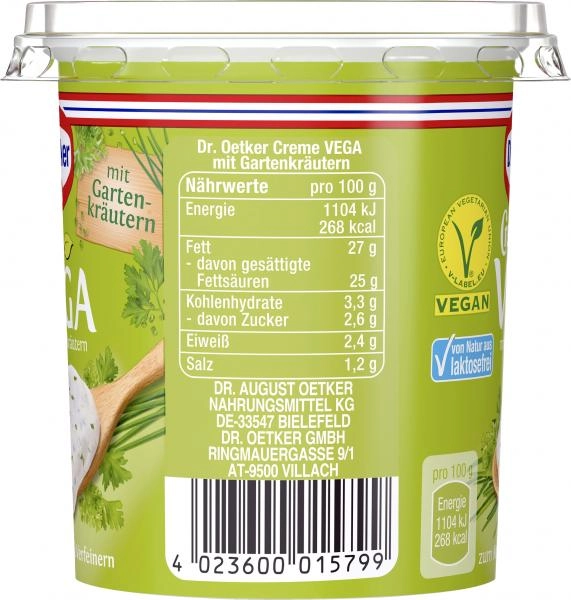 Dr. Oetker Creme Vega mit Gartenkräuter