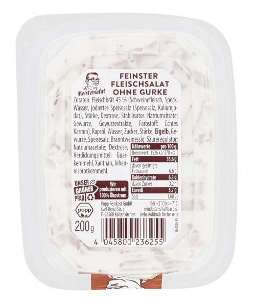 Popp Meistersalat Feinster Fleischsalat ohne Gurke