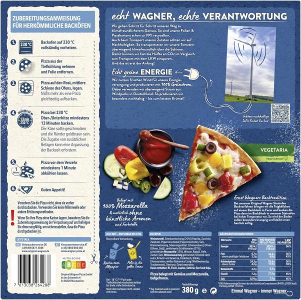 Original Wagner Steinofen Pizza Vegetaria