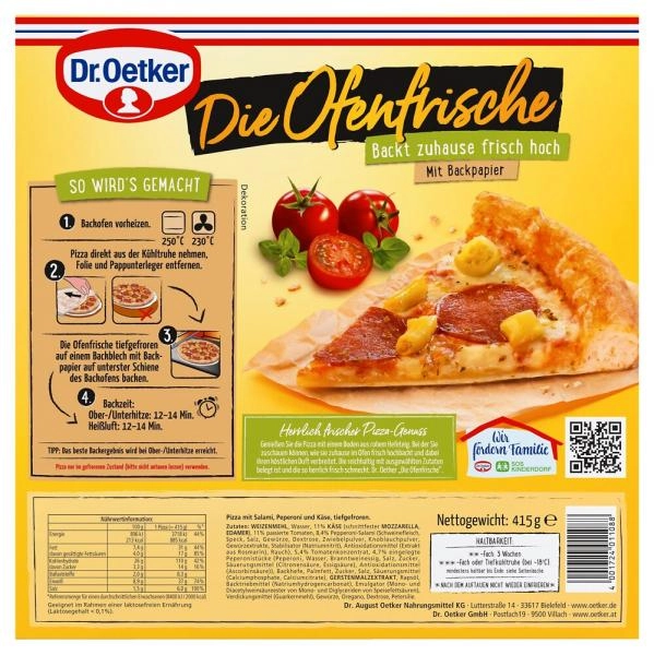 Dr. Oetker Die Ofenfrische Pizza Pepperoni-Salami