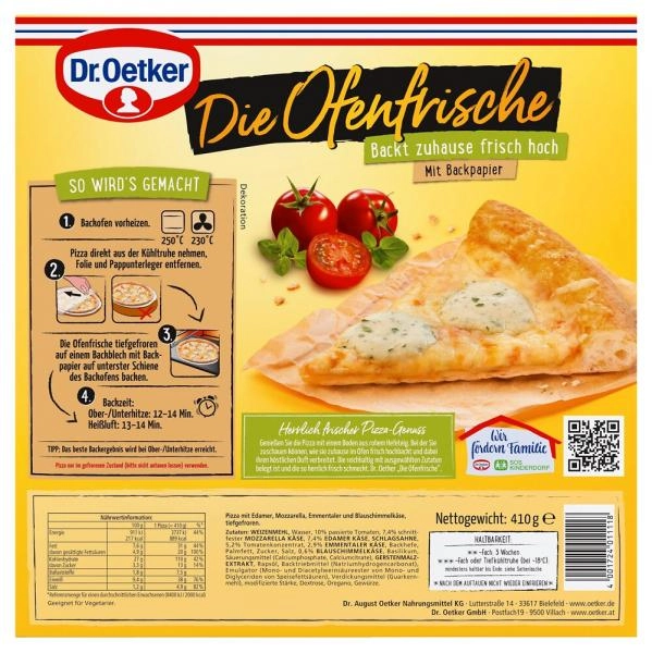 Dr. Oetker Die Ofenfrische Pizza Vier-Käse