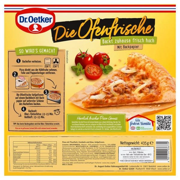 Dr. Oetker Die Ofenfrische Pizza Thunfisch