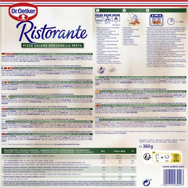 Dr. Oetker Ristorante Pizza Salame Mozzarella Pesto