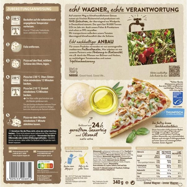 Original Wagner Die Backfrische Pizza Thunfisch