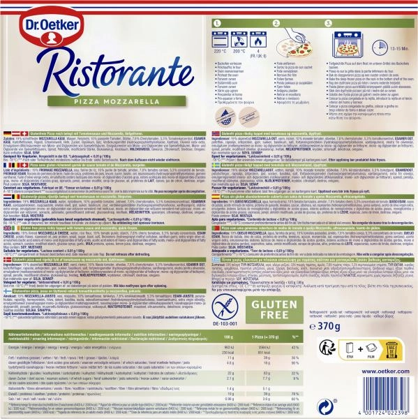 Dr. Oetker Ristorante Pizza Mozzarella glutenfrei